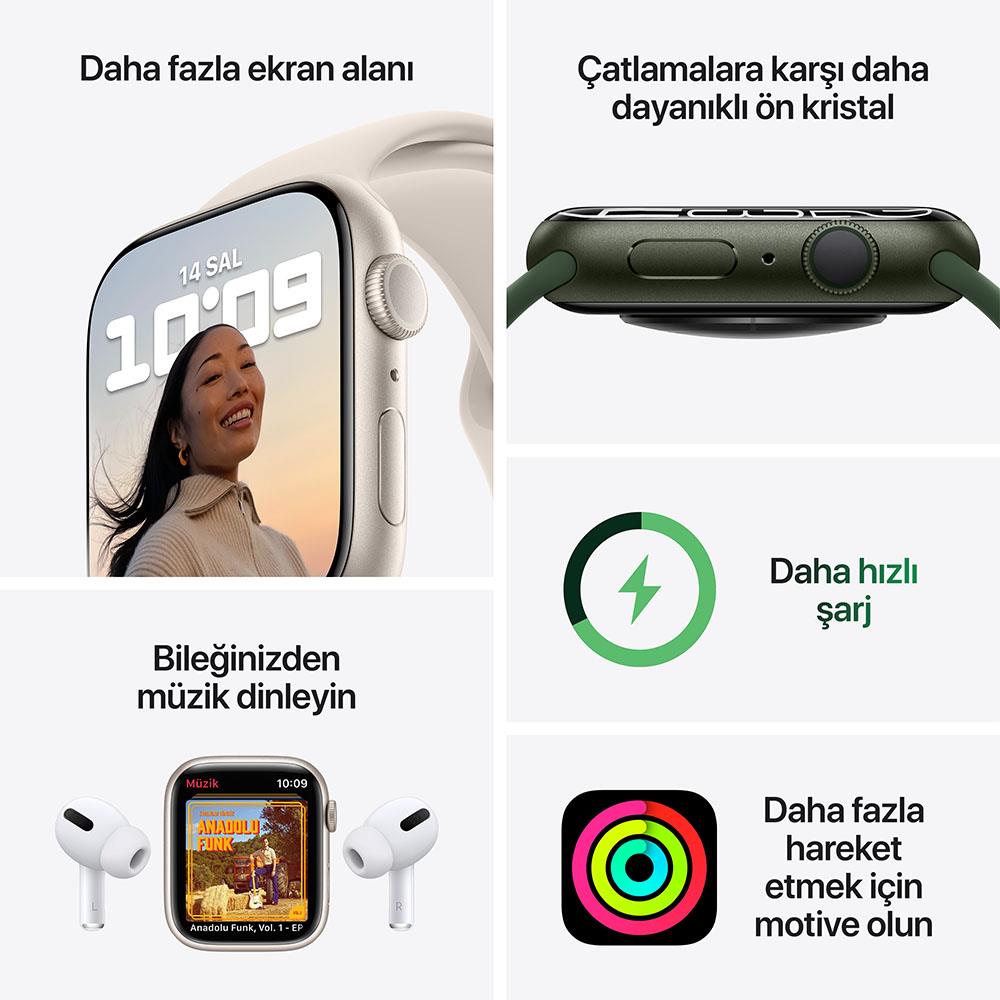 Apple Watch Series 7 GPS, 45mm Green Aluminium Case with Clover