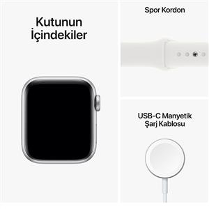 Apple Watch SE GPS 44mm Silver Aluminium Case with White Sport Band