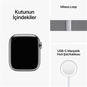 Apple Watch Series 8 GPS + Cellular 45mm Silver Stainless Steel Case with Silver