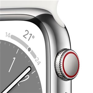 Apple Watch Series 8 GPS + Cellular 41mm Silver Stainless Steel Case with White