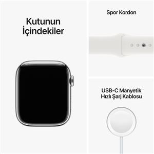 Apple Watch Series 8 GPS + Cellular 41mm Silver Stainless Steel Case with White