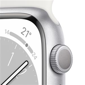 Apple Watch Series 8 GPS 41mm Silver Aluminium Case with White Sport Band