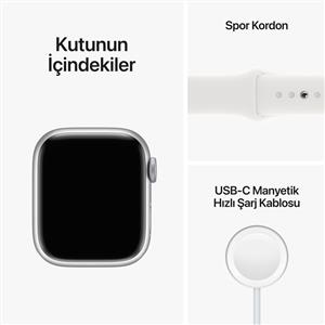 Apple Watch Series 8 GPS 45mm Silver Aluminium Case with White Sport Band