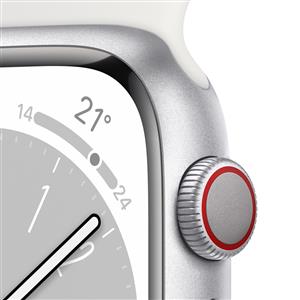 Apple Watch Series 8 GPS + Cellular 41mm Silver Aluminium Case with White Sport
