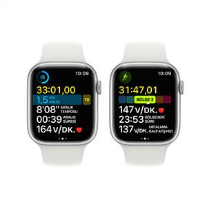 Apple Watch Series 8 GPS + Cellular 45mm Silver Aluminium Case with White