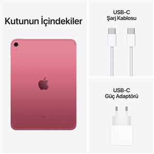 iPad 10.Nesil 256GB Wi-Fi+Cellular 10.9''Liquid Retina Ekran iPadOS Tablet Pembe