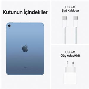 iPad 10.Nesil 256GB Wi-Fi+Cellular 10.9''Liquid Retina Ekran iPadOS Tablet Mavi