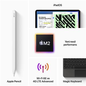 iPad Pro 6.Nesil 128GB WIFI+Cell.12.9''LiquidRetinaXDR Ekran iPadOS Tablet Gümüş