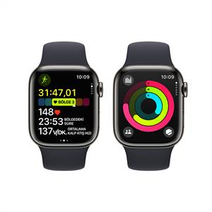 Apple Watch Series 9 GPS + Cellular 41mm Graphite Stainless Mid.Sport Band - S/M