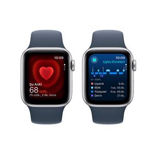 Apple Watch SE GPS 40mm Akıllı Saat Silver Aluminium Case with Storm Blue Sport Band - S/M