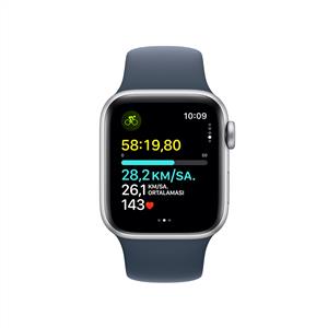 Apple Watch SE GPS 40mm Akıllı Saat Silver Aluminium Case with Storm Blue Sport Band - M/L