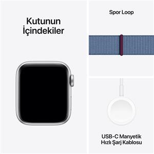 Apple Watch SE GPS 40mm Akıllı Saat Silver Aluminium Case with Winter Blue Sport Loop-NEW