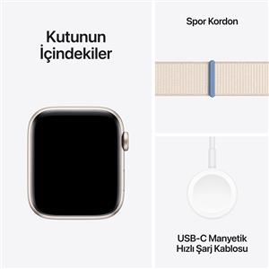 Apple Watch SE GPS 44mm Akıllı Saat Starlight Aluminium Case with Starlight Sport Loop-NEW