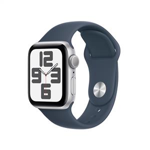 Apple Watch SE GPS 44mm Akıllı Saat Silver Aluminium Case with Storm Blue Sport Band - S/M