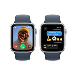 Apple Watch SE GPS + Cellular 44mm Akıllı Saat Silver with Storm Blue Sport Band - S/M