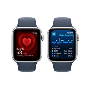 Apple Watch SE GPS + Cellular 44mm Akıllı Saat Silver with Storm Blue Sport Band - M/L