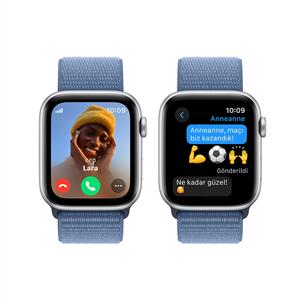 Apple Watch SE GPS + Cellular 44mm Akıllı Saat Silver with Winter Blue Sport Loop-NEW