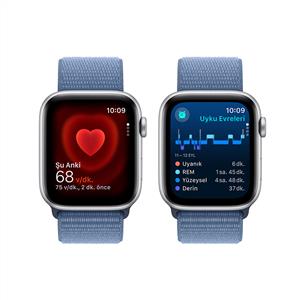 Apple Watch SE GPS + Cellular 44mm Akıllı Saat Silver with Winter Blue Sport Loop-NEW