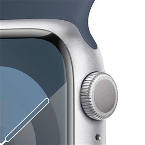 Apple Watch Series 9 GPS 41mm Akıllı Saat Silver with Storm Blue Sport Band - M/L