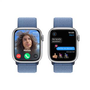 Apple Watch Series 9 GPS 41mm Akıllı Saat Silver with Winter Blue Sport Loop