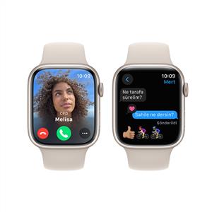 Apple Watch Series 9 GPS 45mm Akıllı Saat Starlight with Starlight Sport Band - M/L