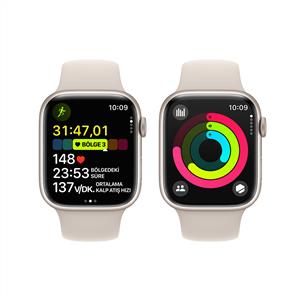Apple Watch Series 9 GPS 45mm Akıllı Saat Starlight with Starlight Sport Band - M/L
