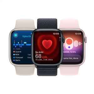 Apple Watch Series 9 GPS 45mm Akıllı Saat Silver with Storm Blue Sport Band - S/M