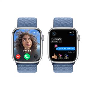 Apple Watch Series 9 GPS 45mm Akıllı Saat Silver with Winter Blue Sport Loop