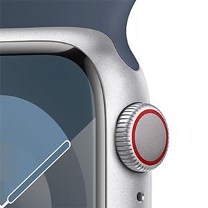 Apple Watch Series 9 GPS + Cellular 41mm Silver with Storm Blue Sport Band - S/M