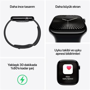Apple Watch Series 10 GPS 46mm Jet Black Aluminium Case with Black Sport Band - S/M (Demo)
