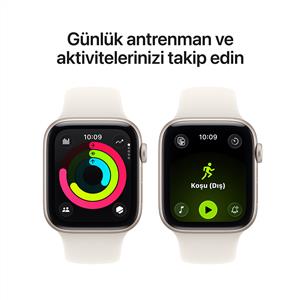 Apple Watch SE 3 GPS 44mm Starlight Aluminium Case with Starlight Sport Band-S/M