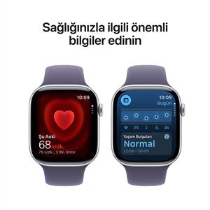 Apple Watch Series 11 GPS 46mm Silver Aluminium Case with Purple Fog Sport Band M/L