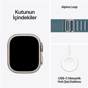 Apple Watch Ultra 3 GPS+ Cellular 49mm Natural Titanium Case with Light Blue Alpine Loop M