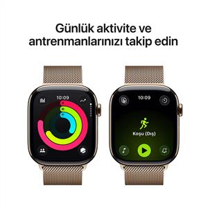 Apple Watch Series 11 GPS + Cellular 42mm Gold Titanium Case with Gold Milanese Loop