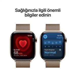 Apple Watch Series 11 GPS + Cellular 42mm Gold Titanium Case with Gold Milanese Loop