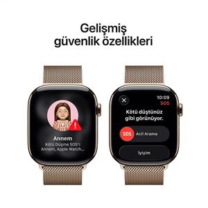 Apple Watch Series 11 GPS + Cellular 42mm Gold Titanium Case with Gold Milanese Loop