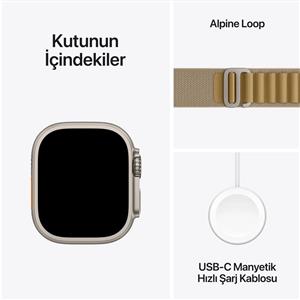 Apple Watch Ultra 2 GPS + Cellular 49mm Natürel Titanyum Kasa Uçuk Kahve Alpine Loop - S