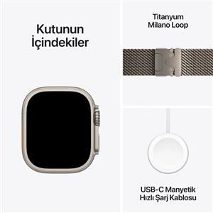 Apple Watch Ultra 2 GPS + Cellular 49mm Natürel Titanyum Kasa Natural Titanium Milano Loop