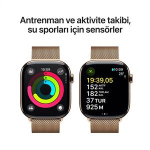 Apple Watch Series 10 GPS + Cel 46mm Altın Rengi Titanyum Kasa Altın Rengi Milano Loop S/M