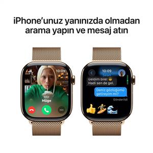 Apple Watch Series 10 GPS + Cel 46mm Altın Rengi Titanyum Kasa Altın Rengi Milano Loop S/M