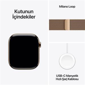 Apple Watch Series 10 GPS + Cel 46mm Altın Rengi Titanyum Kasa Altın Rengi Milano Loop S/M