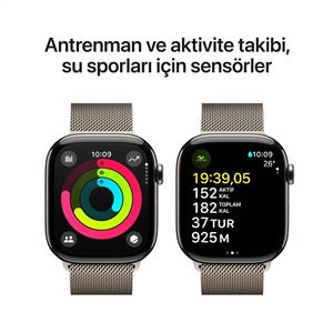 Apple Watch Series 10 GPS + Cellular 46mm Natürel Titanyum Kasa Natürel Milano Loop - S/M