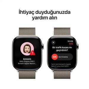 Apple Watch Series 10 GPS + Cellular 46mm Natürel Titanyum Kasa Natürel Milano Loop - S/M