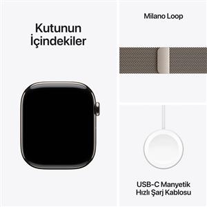 Apple Watch Series 10 GPS + Cellular 42mm Natürel Titanyum Kasa Natürel Milano Loop