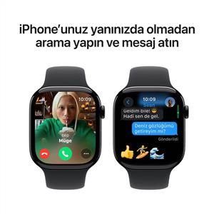 Apple Watch Series 10 GPS + Cellular 46mm Simsiyah Alüminyum Kasa Siyah Spor Kordon - M/L