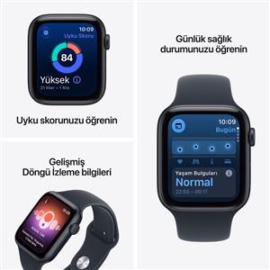 Apple Watch SE 3 GPS 44mm Midnight Aluminum Case with Navy Blue Sport Band - S/M