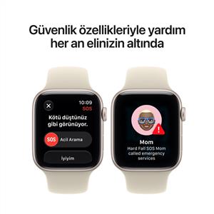 Apple Watch SE 3 GPS 44mm Starlight Aluminum Case with Sand Sport Band - M/L