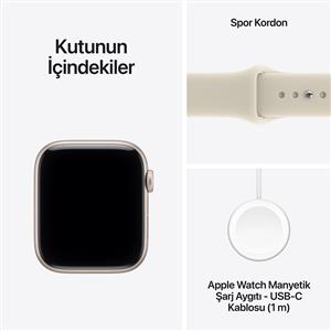 Apple Watch SE 3 GPS 44mm Starlight Aluminum Case with Sand Sport Band - M/L