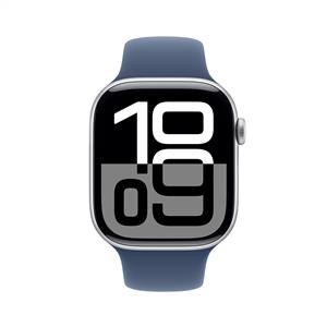 Apple Watch Series 10 GPS 46mm Silver Aluminium Case with Denim Sport Band - S/M