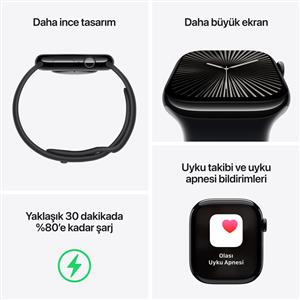 Apple Watch Series 10 GPS 46mm Silver Aluminium Case with Denim Sport Band - M/L